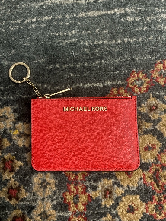 Michael Kors Handbags - Michael Kors Red Zip Card Case with Gold Key ring